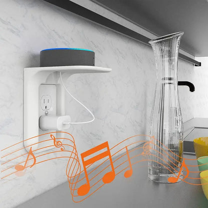 Outlet Shelf Wall Holder for Smart Home Speakers - White