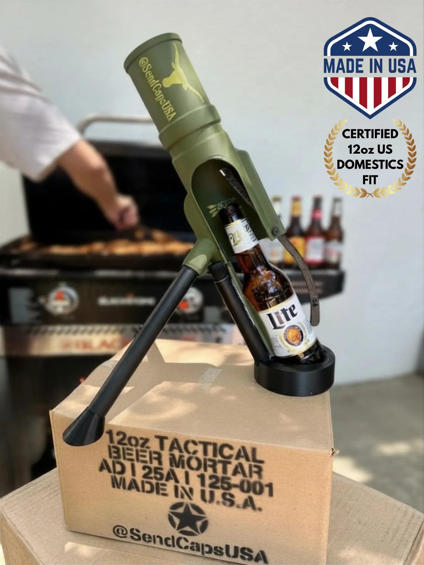12Oz Made in USA Beer Mortar Bottle Opener - Perfect for Domestic Brews by Sendcapsusa